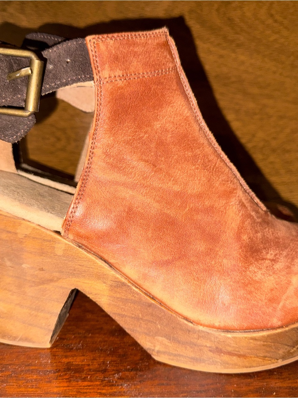 EUC-Free People Women’s Leather Platform Ankle Boots - Tan - Picture 5 of 7
